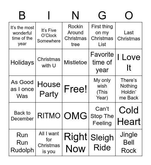 Christmas - NYE Bingo Card