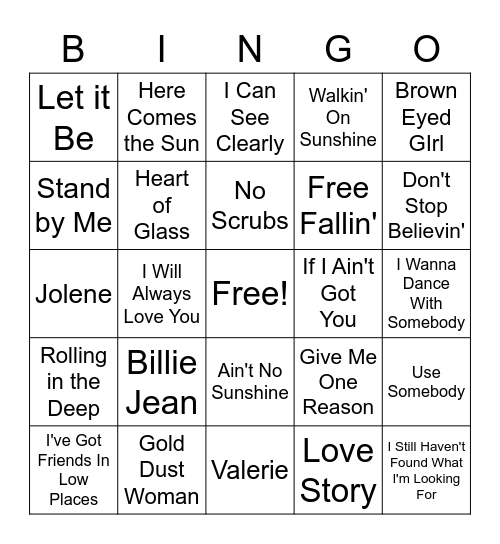 MUSIC TRIVIA Bingo Card