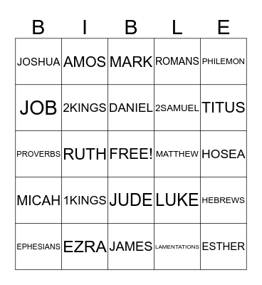 BIBLE  BINGO Card