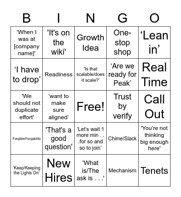 Holiday Bingo Card