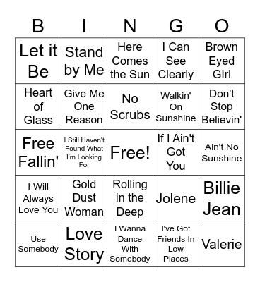 MUSIC TRIVIA Bingo Card