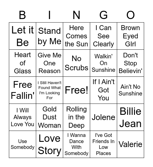 MUSIC TRIVIA Bingo Card