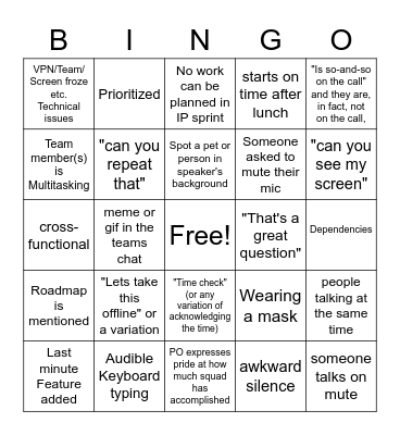 DEC PI4 planning Bingo Card