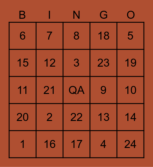 Access QA Bingo Card