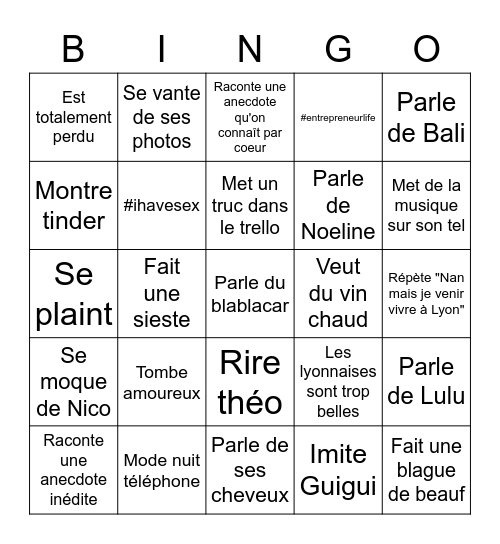 Théo FDL 2021 Bingo Card
