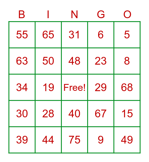 11th Street Holiday Bingo Card