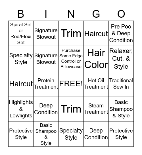 Salon Bingo  Bingo Card
