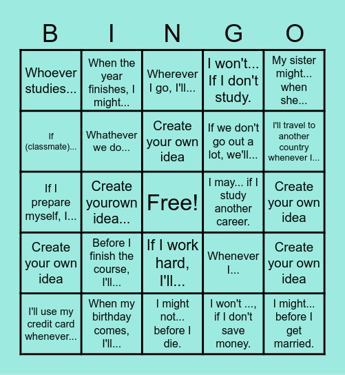 My future Bingo Card