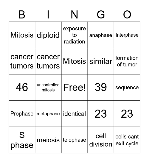 Exam Review #4  Bingo Card