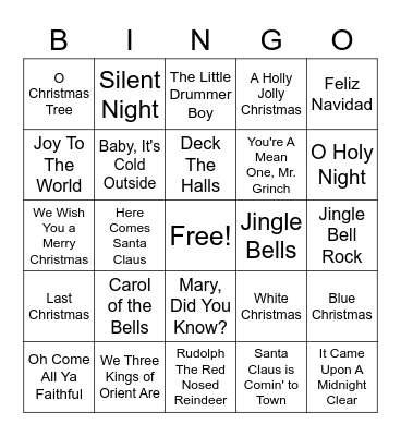 PCI ROCK & ROCK BINGO (CHRISTMAS) Bingo Card