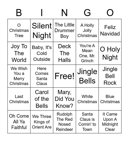 PCI ROCK & ROCK BINGO (CHRISTMAS) Bingo Card