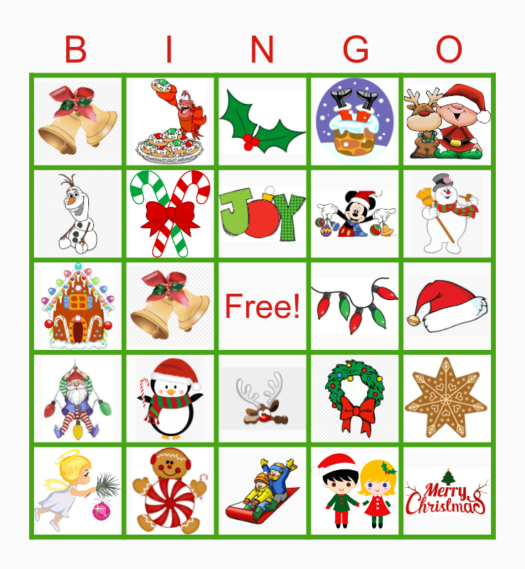 Primary Christmas Bingo Card