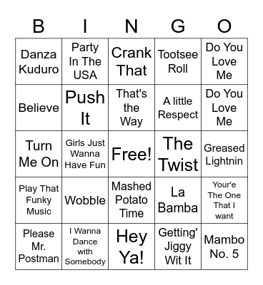 PCI ROCK & ROLL BINGO (PARTY) Bingo Card