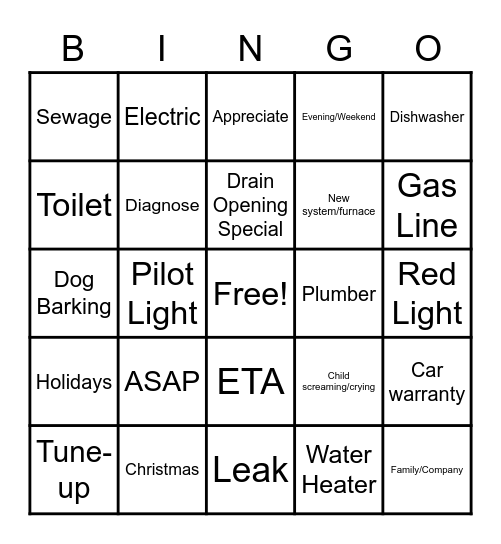 CED Christmas Bingo Card