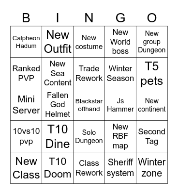Calpheon ball Bingo Card
