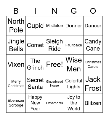 Safety Christmas Bingo Card