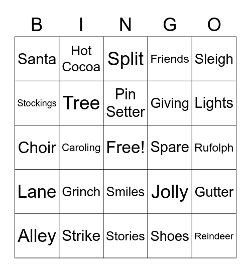 Holiday Bowling Party Bingo Card