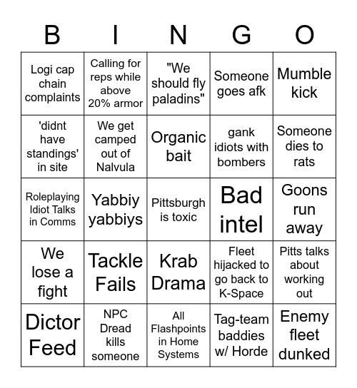 Pochven Poggers Card Bingo Card