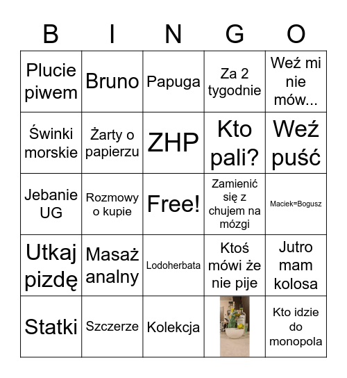 Bingo imprezowe Bingo Card
