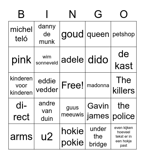 Sven's Muziek Bingo Card
