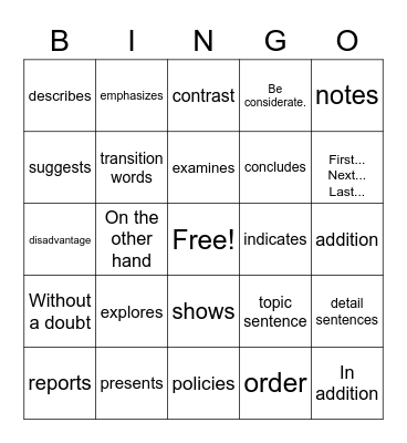 G4/5 ENGLISH 3D HOMEWORK DECEMBER Bingo Card