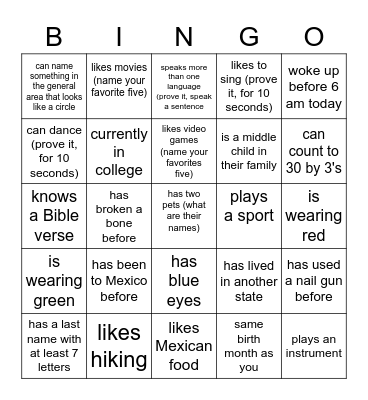 someone who Bingo Card