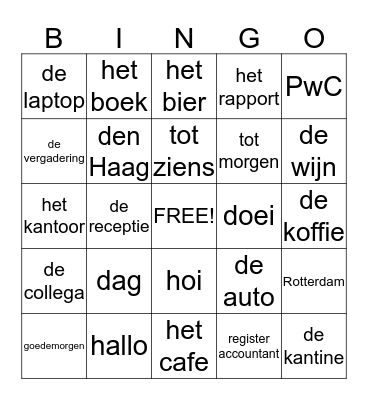 Groeten (greetings) Bingo Card