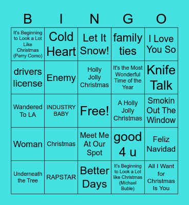 Today's Top Hits Music Bingo Card