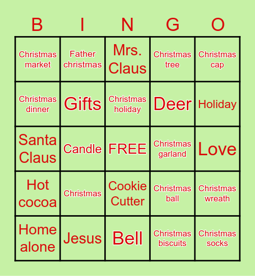 Holiday Fun! Bingo Card