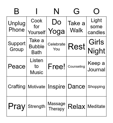 Sister to Sister Bingo Card