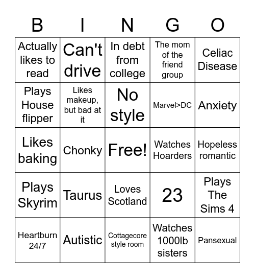 Me Bingo Card