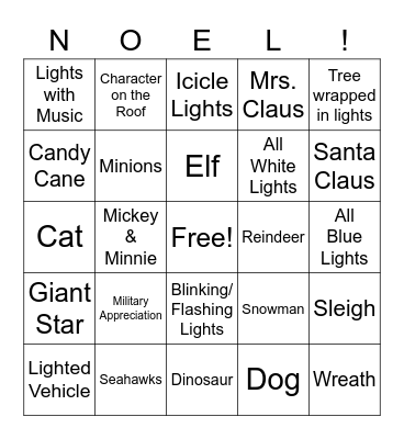 OHFUMC Christmas Lights Bingo! Bingo Card