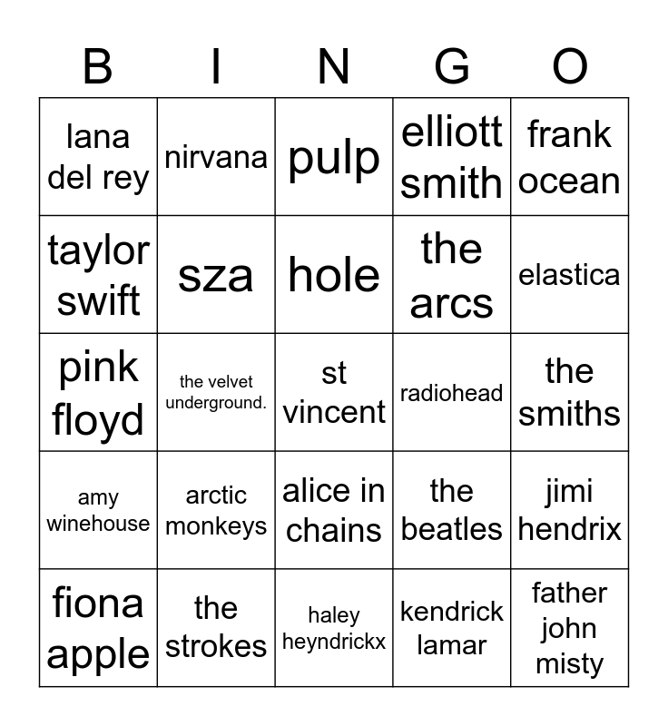 music-taste-bingo-card