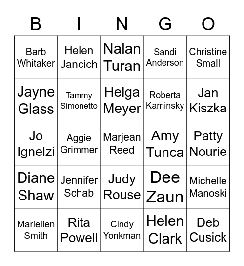 Munster Garden Club Bingo Card