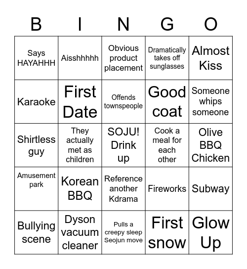 K-Drama Bingo Card