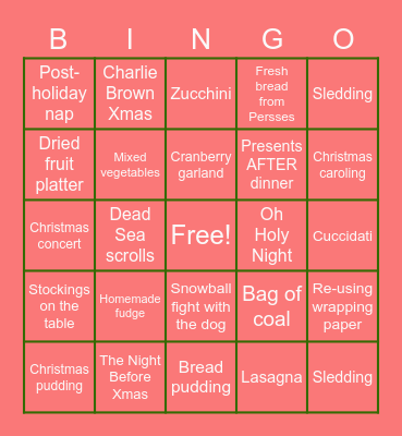 Aversa family Old time Christmas Bingo Card