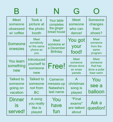 SLC Winter Appreciation Bingo Card