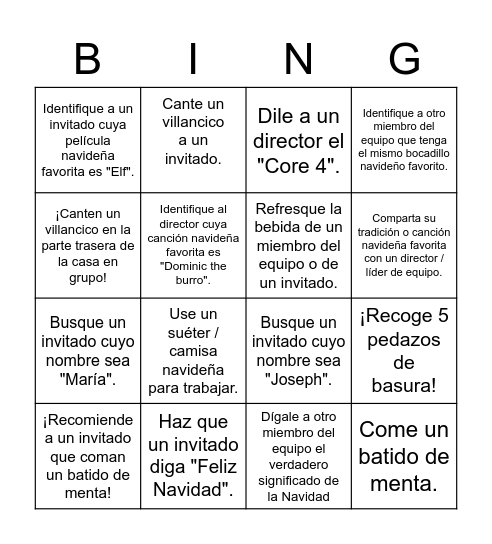Christmas Bingo Card
