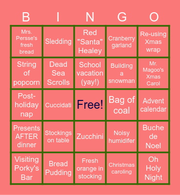 Aversa old time Christmas Bingo Card
