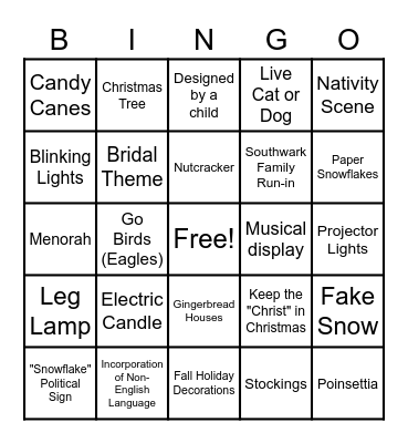 South Philly XMas Display Bingo Card