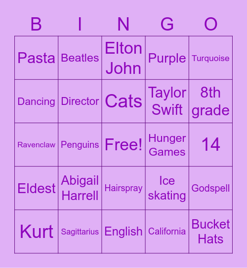 Abigail’s Birthday Bingo! Bingo Card