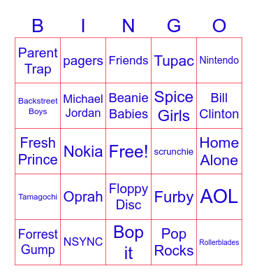 90's ThRoWbAcK Bingo Card