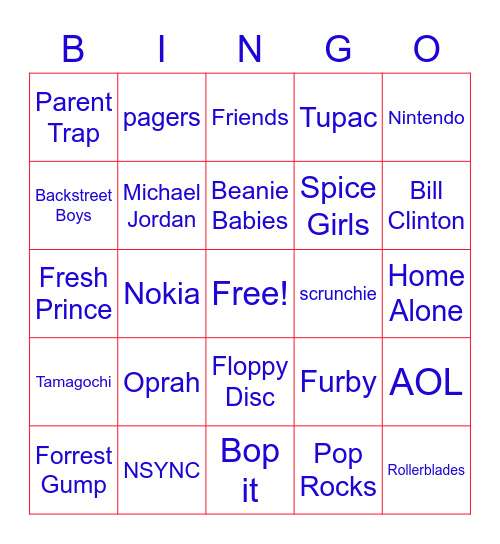 90's ThRoWbAcK Bingo Card