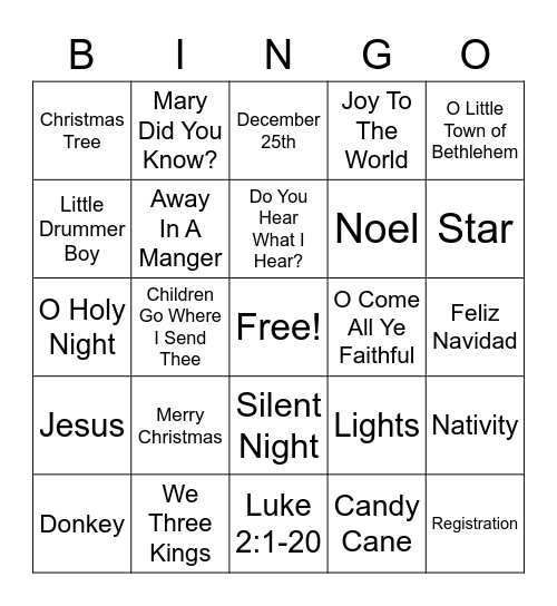 Christmas Bingo Card