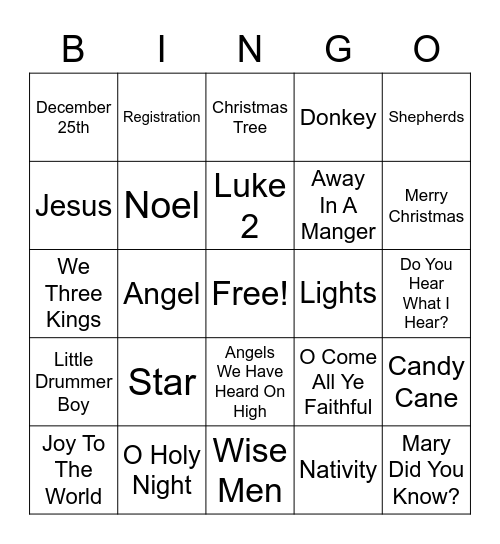 Christmas Bingo Card