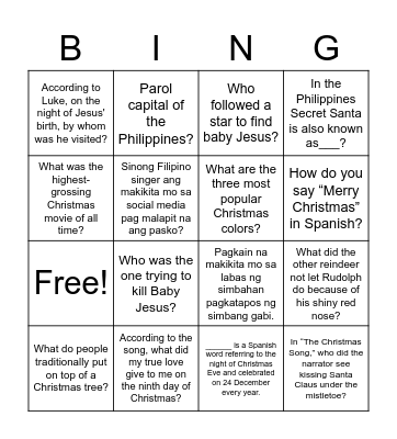 BGC LG CHRISTMAS PARTY Bingo Card