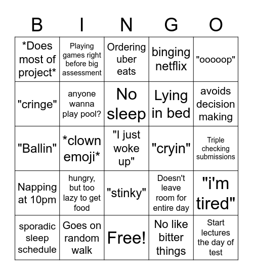 Zayd Bingo Card