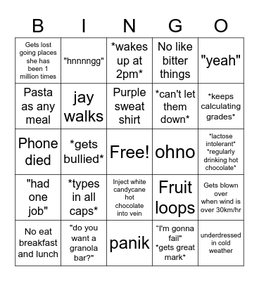 Neha Bingo Card