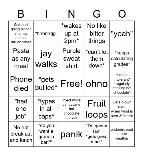 Neha Bingo Card