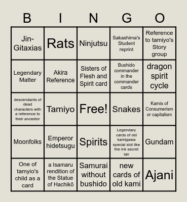 Kamigawa - Neon Dynasty Bingo Card